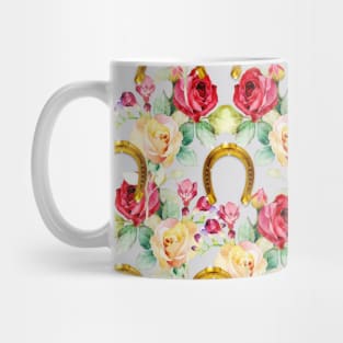 Pattern. Roses and Gold Horseshoes Mug